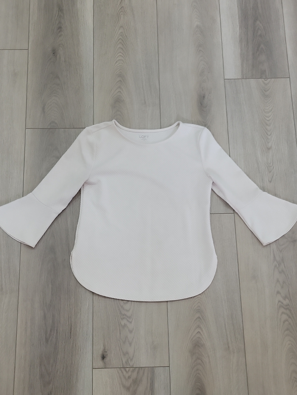 LOFT White Bell Sleeve Textured Top